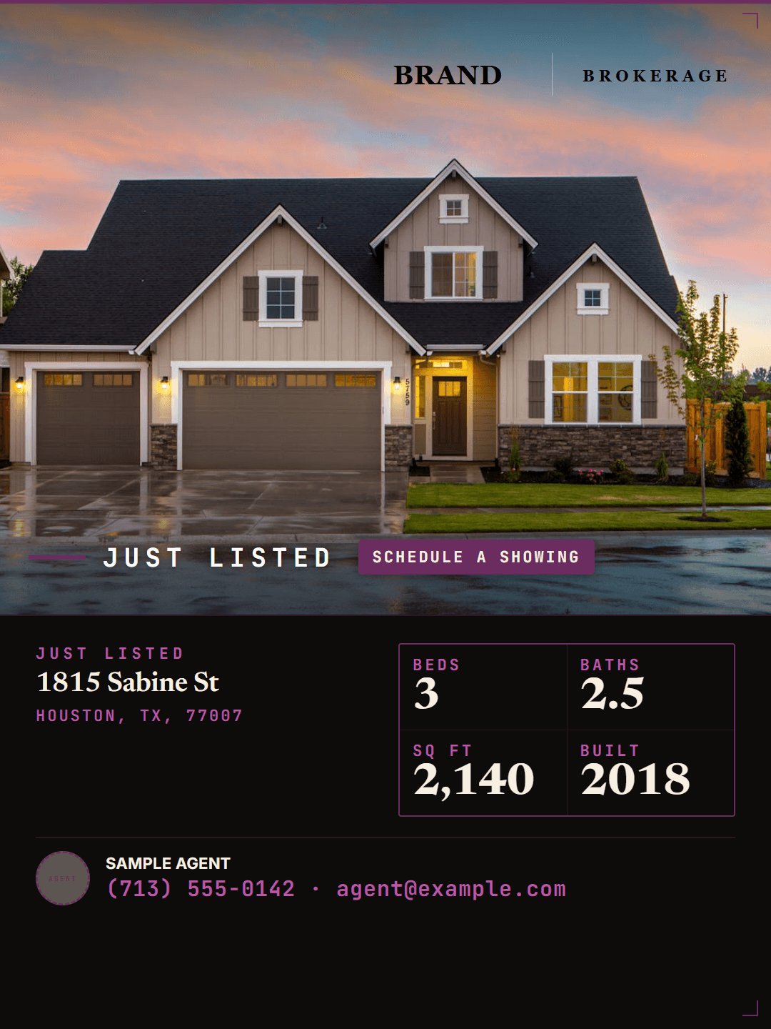 Property post — Builder spec (light mode)