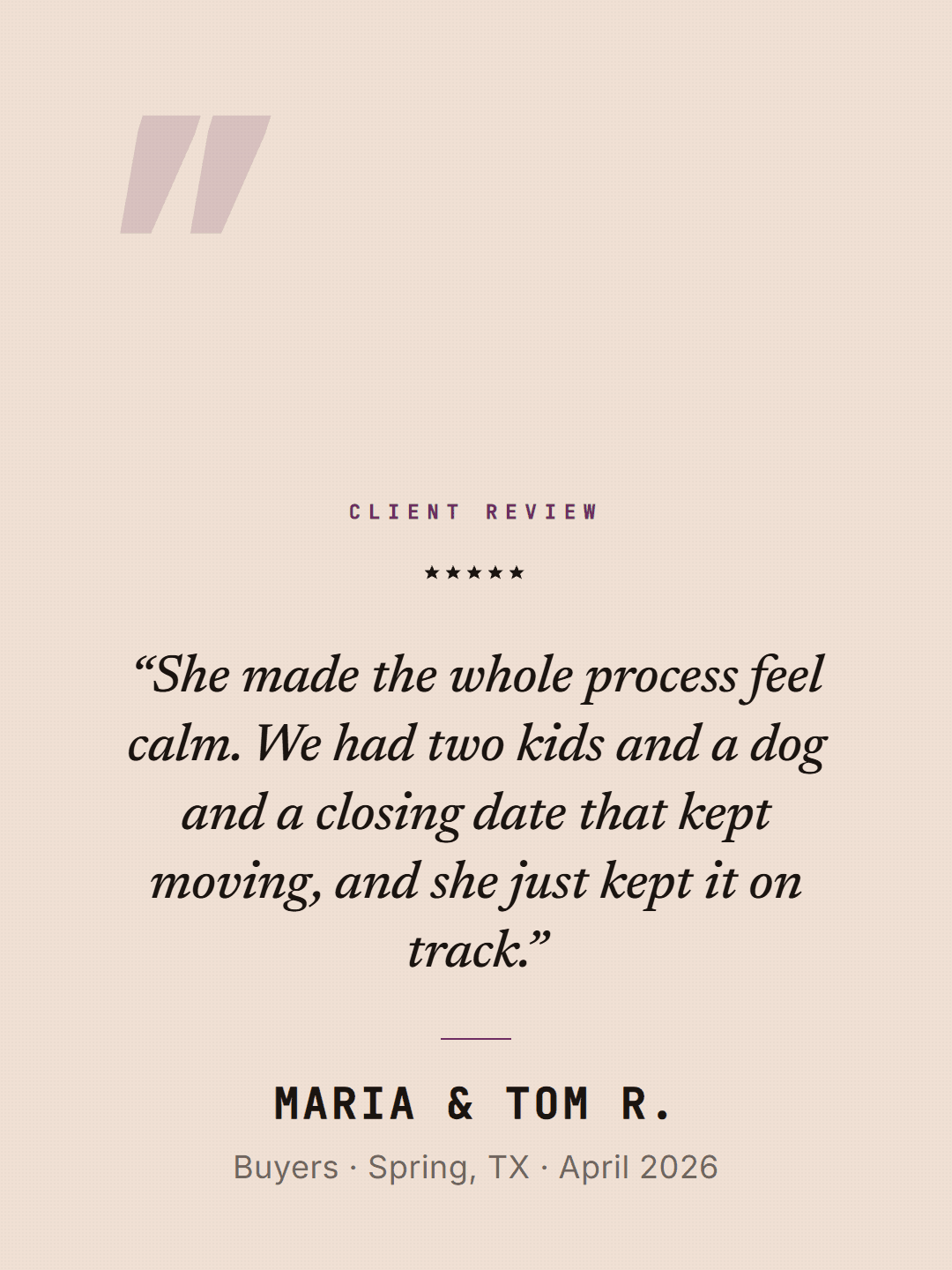Testimonial template — Stories